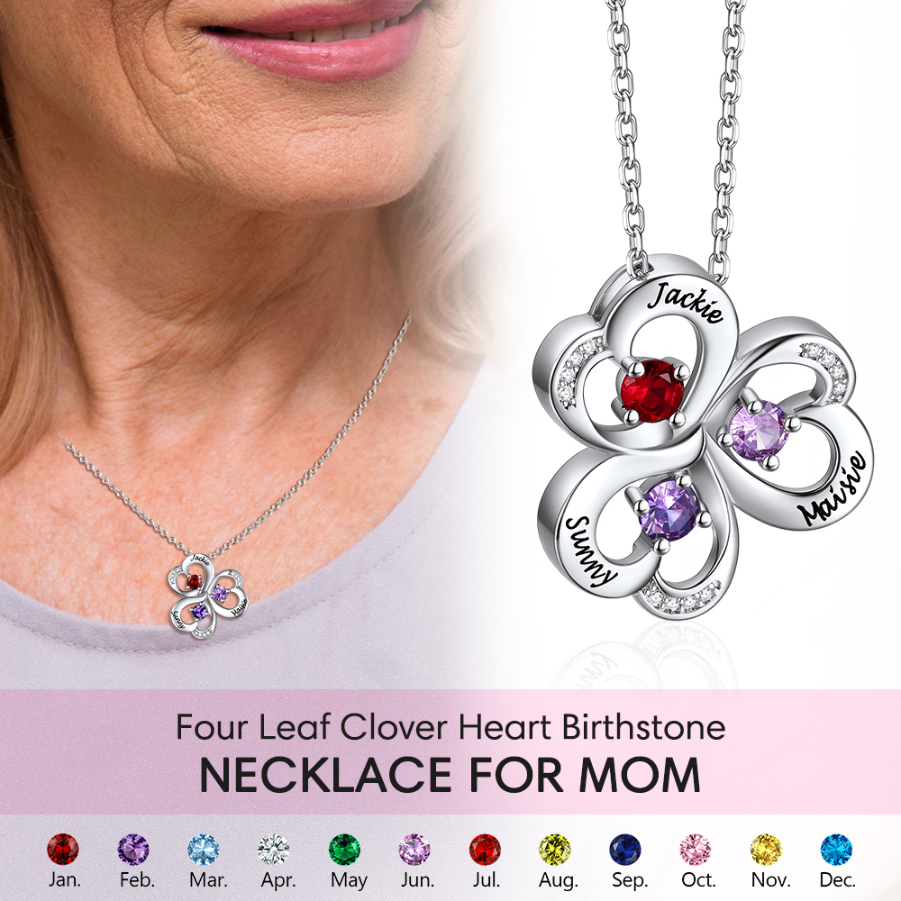 Birthstone Necklace Personalized heart for mom