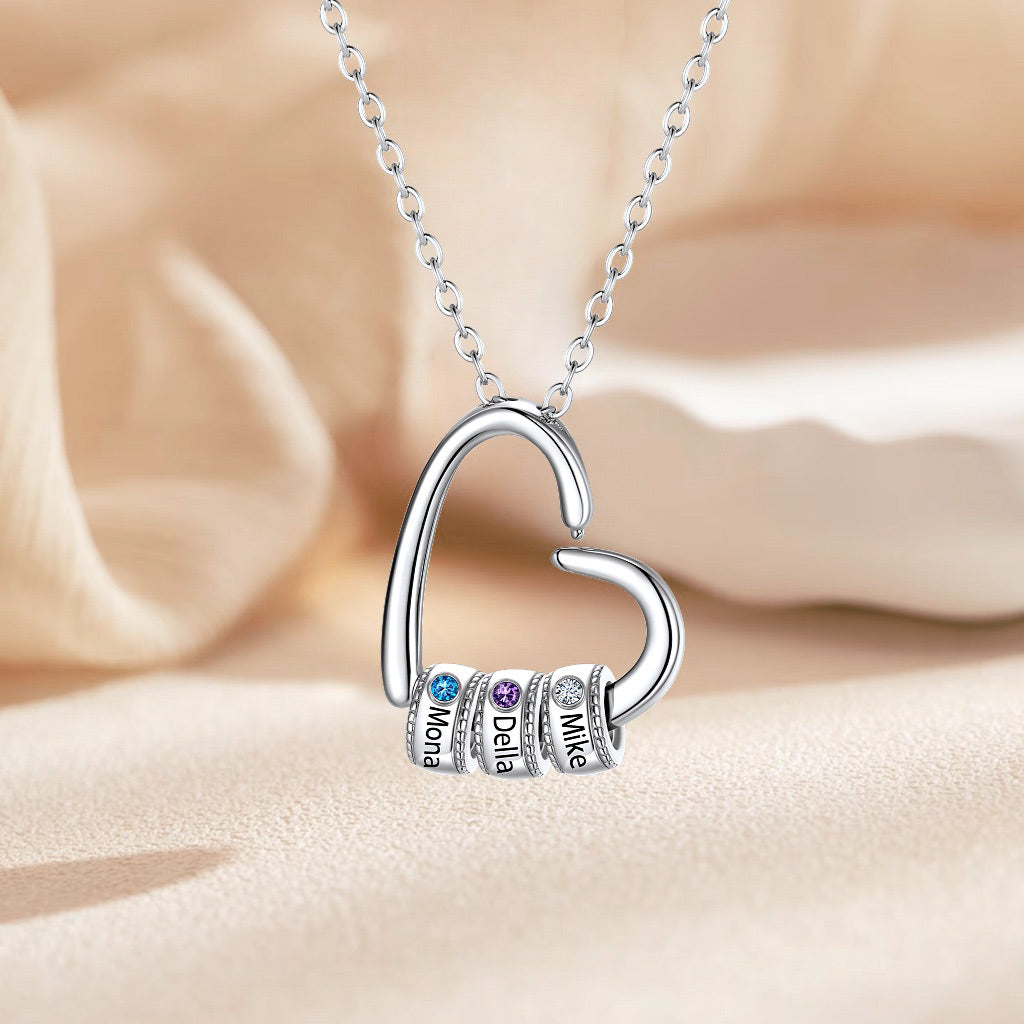 Personalized 3 Name Birthstone silver Mom Necklace | Mother's Day Gift 