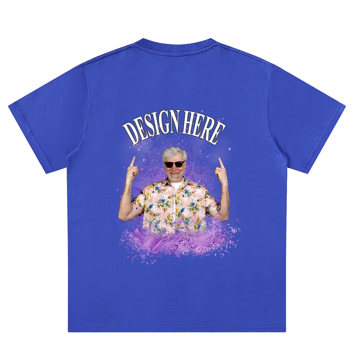 Royal Blue back Custom Photo and Text T-Shirts