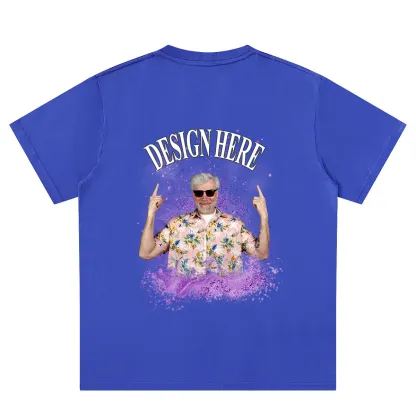 Royal Blue back Custom Photo and Text T-Shirts