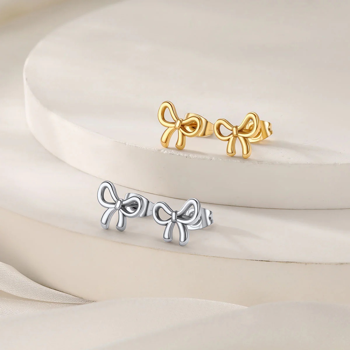 Bow Ribbon Studs Earring in different color