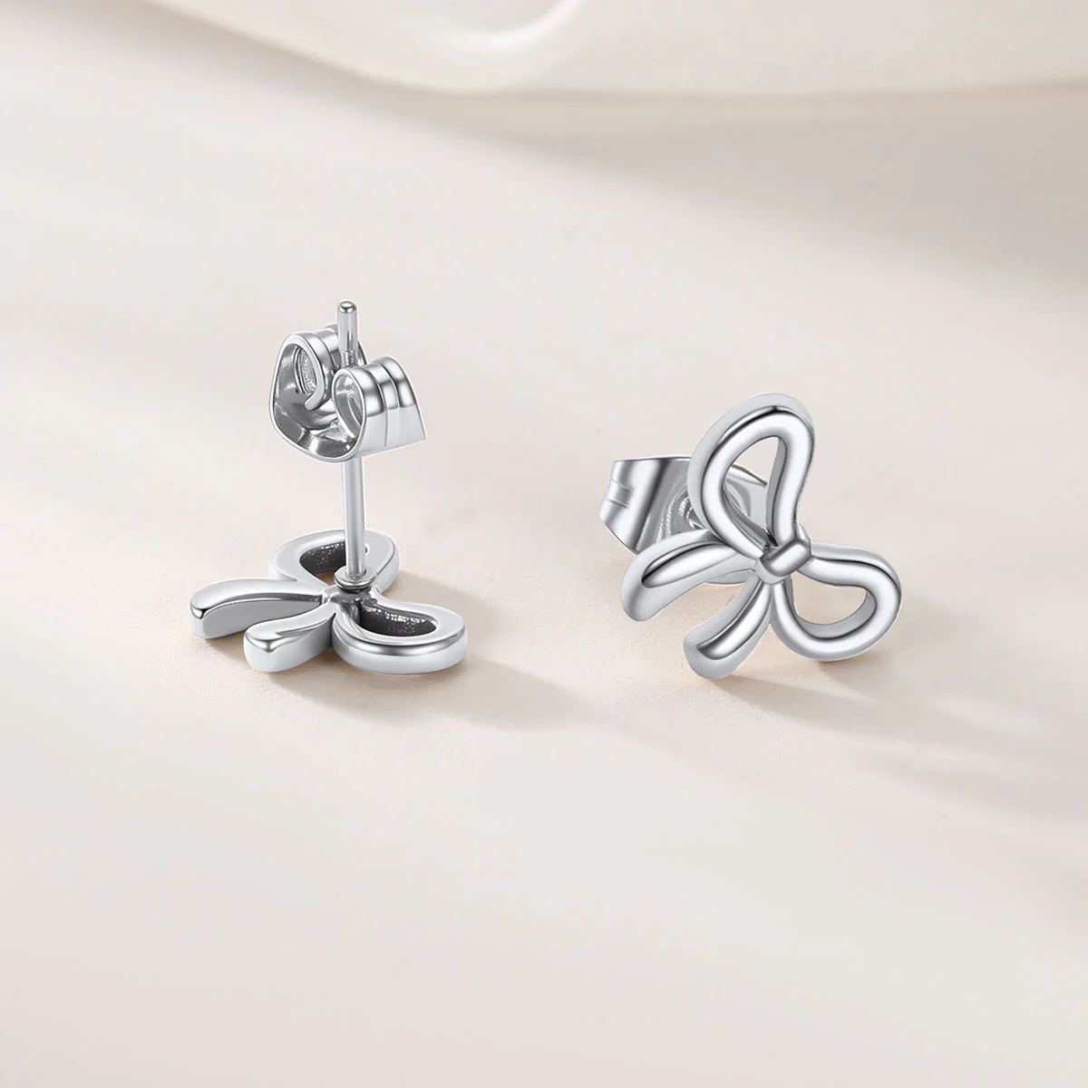 Bow Ribbon Studs Earrings in Stainless Steel