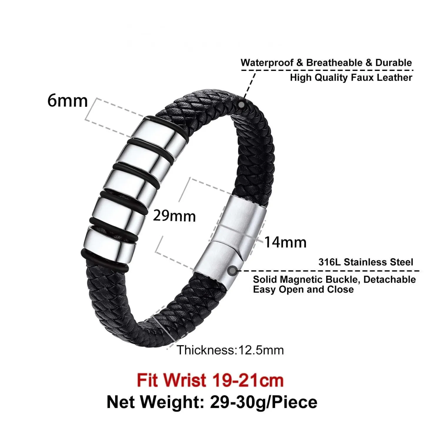 Personalized Leather Bracelet with Engraved Beads