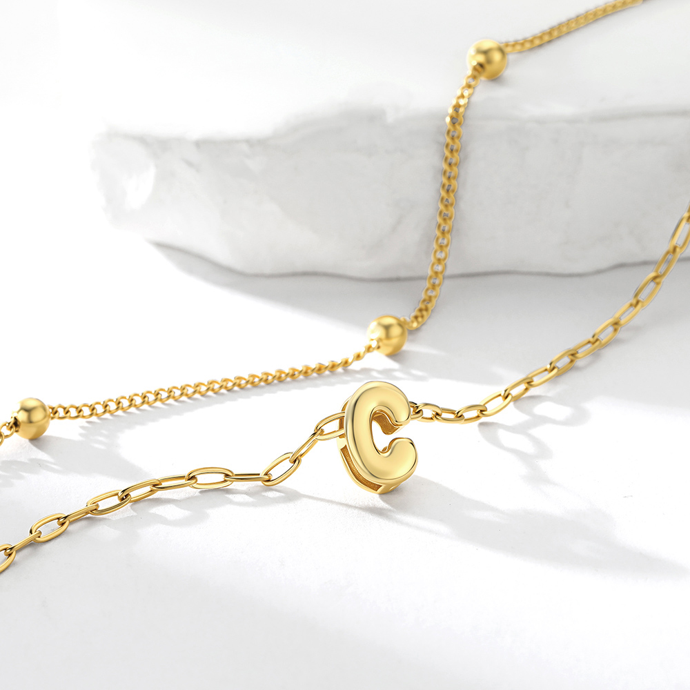Bubble Initial Anklet for Women