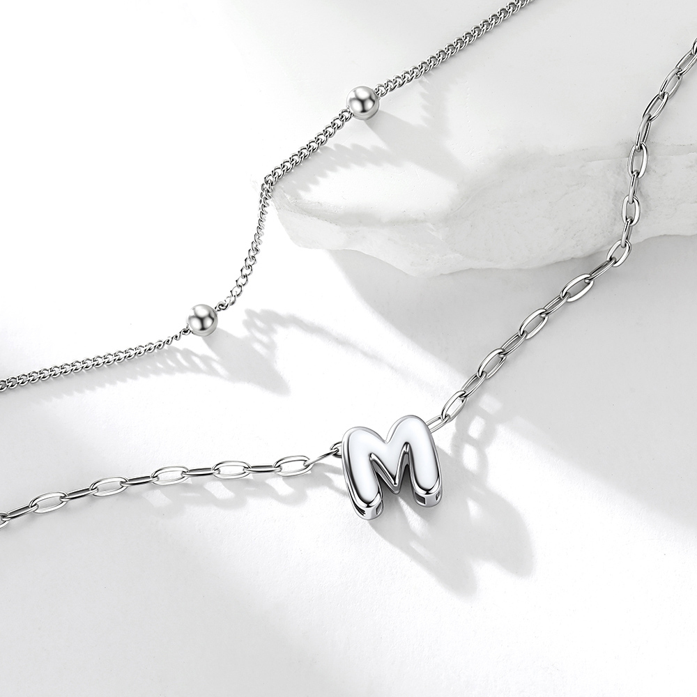 Bubble Initial Layered Anklet for Women Gift for Her