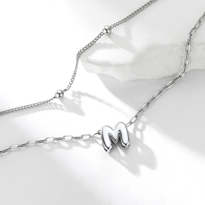 Bubble Initial Layered Anklet for Women Gift for Her