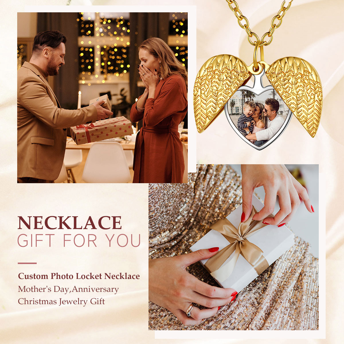 Customized Heart Locket Necklace with Pictures