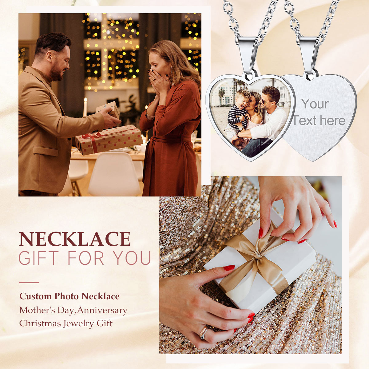 Personalized Heart Photo Necklaces for Women With Picture