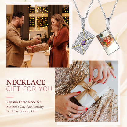 Women's Personalized Photo Envelope Necklace 