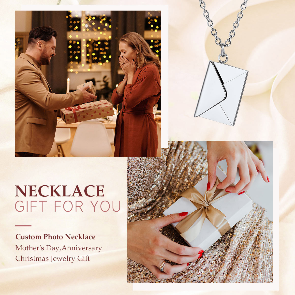 Personalized Love Letter Envelope Locket Necklace