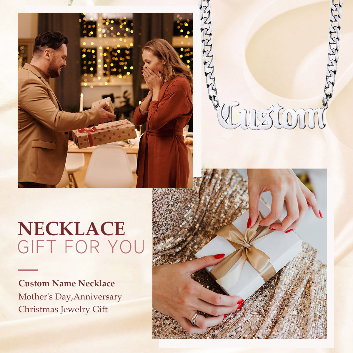 Personalized Cuban Chain Name Plate Necklace For Women