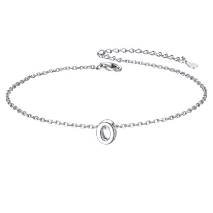 925 Sterling Silver Letter Initial Anklets for Women O