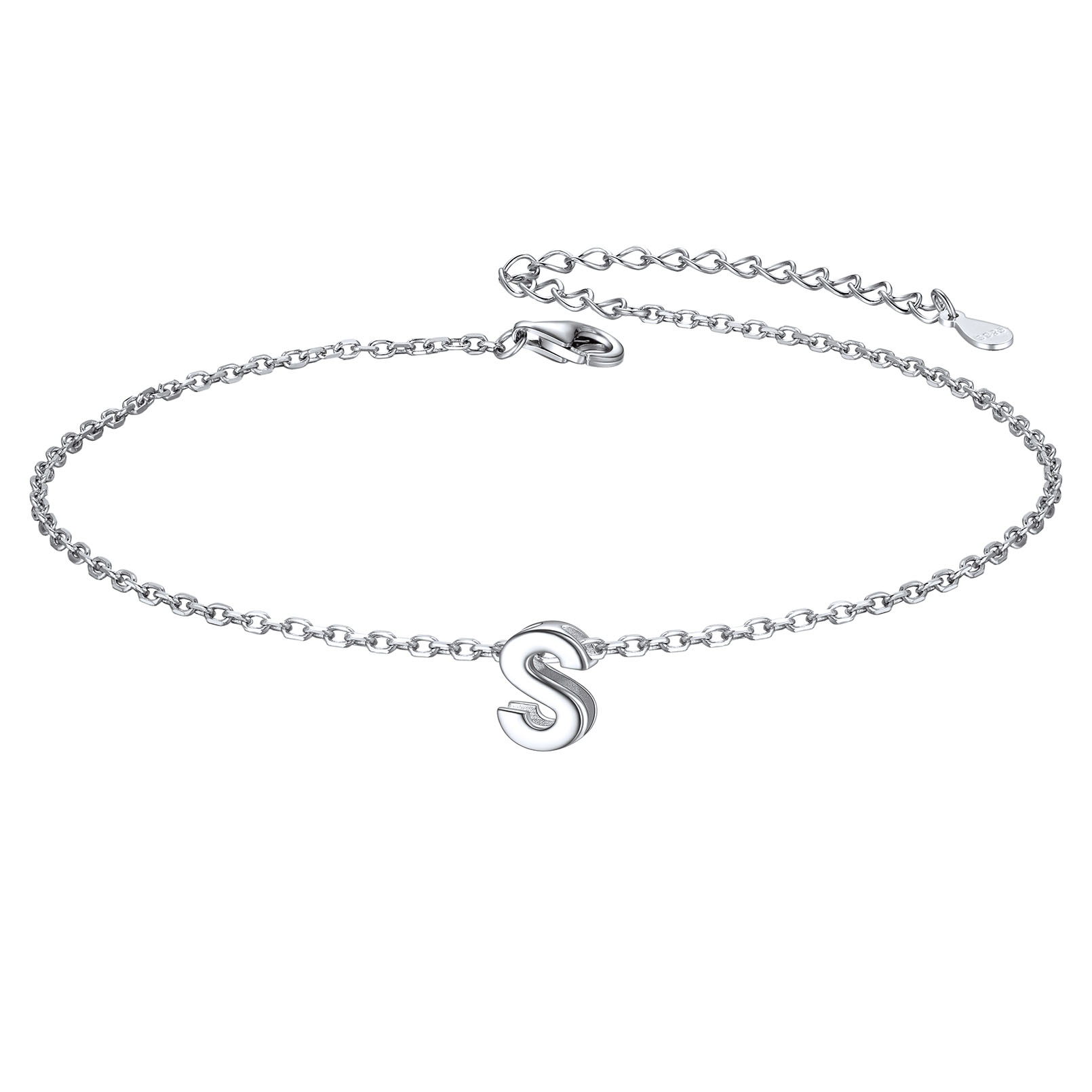 925 Sterling Silver Letter Initial Anklets for Women S