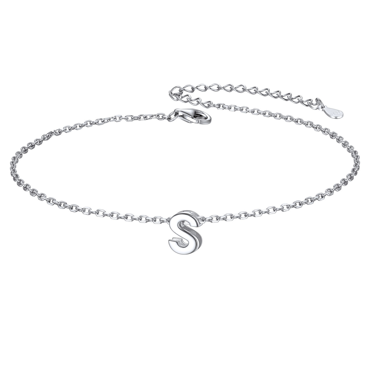 925 Sterling Silver Letter Initial Anklets for Women S