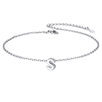925 Sterling Silver Letter Initial Anklets for Women S