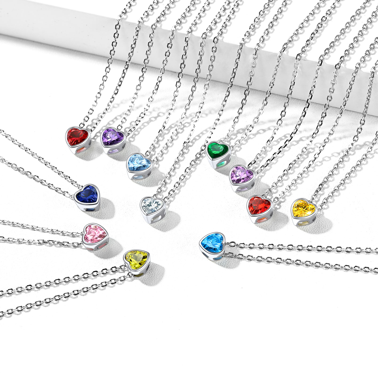925 Sterling Silver Heart Birthstone Adjustable Anklets For Women COLOR