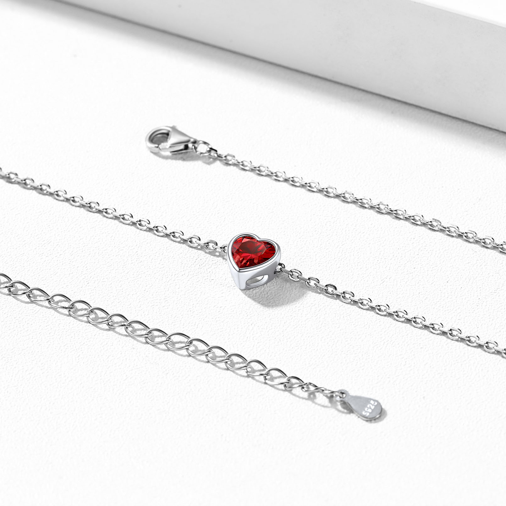 Heart Birthstone Adjustable Anklets For Women DETAIL