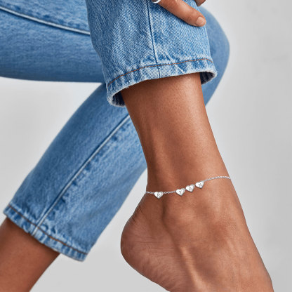 Sterling Silver Initial Anklets Heart Ankle Bracelet For Women  model