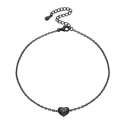 925 Sterling Silver Initial Anklets Dainty Heart Ankle Bracelet For Women 