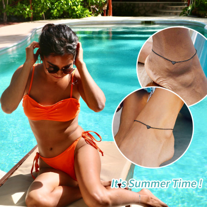 Sterling Silver Initial Anklets Heart Ankle Bracelet For Women 