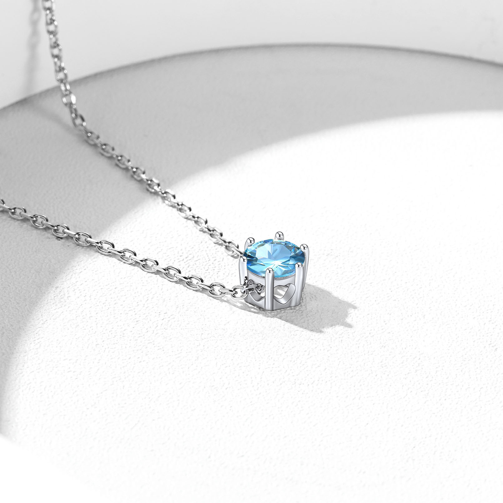 Birthstone Sterling Silver Round Figaro Anklets for Women detail