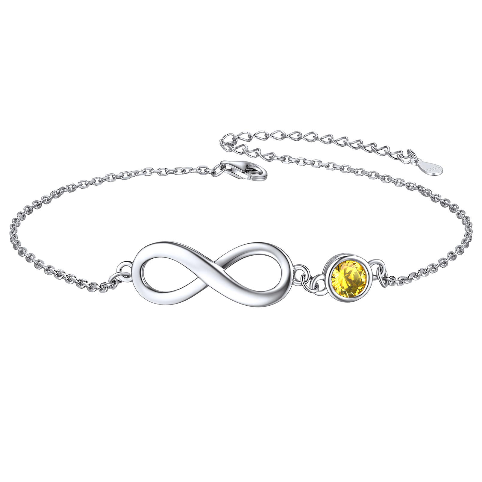 Birthstone Sterling Silver Anklet Jewelry Infinity Ankle Bracelet For Women Nov