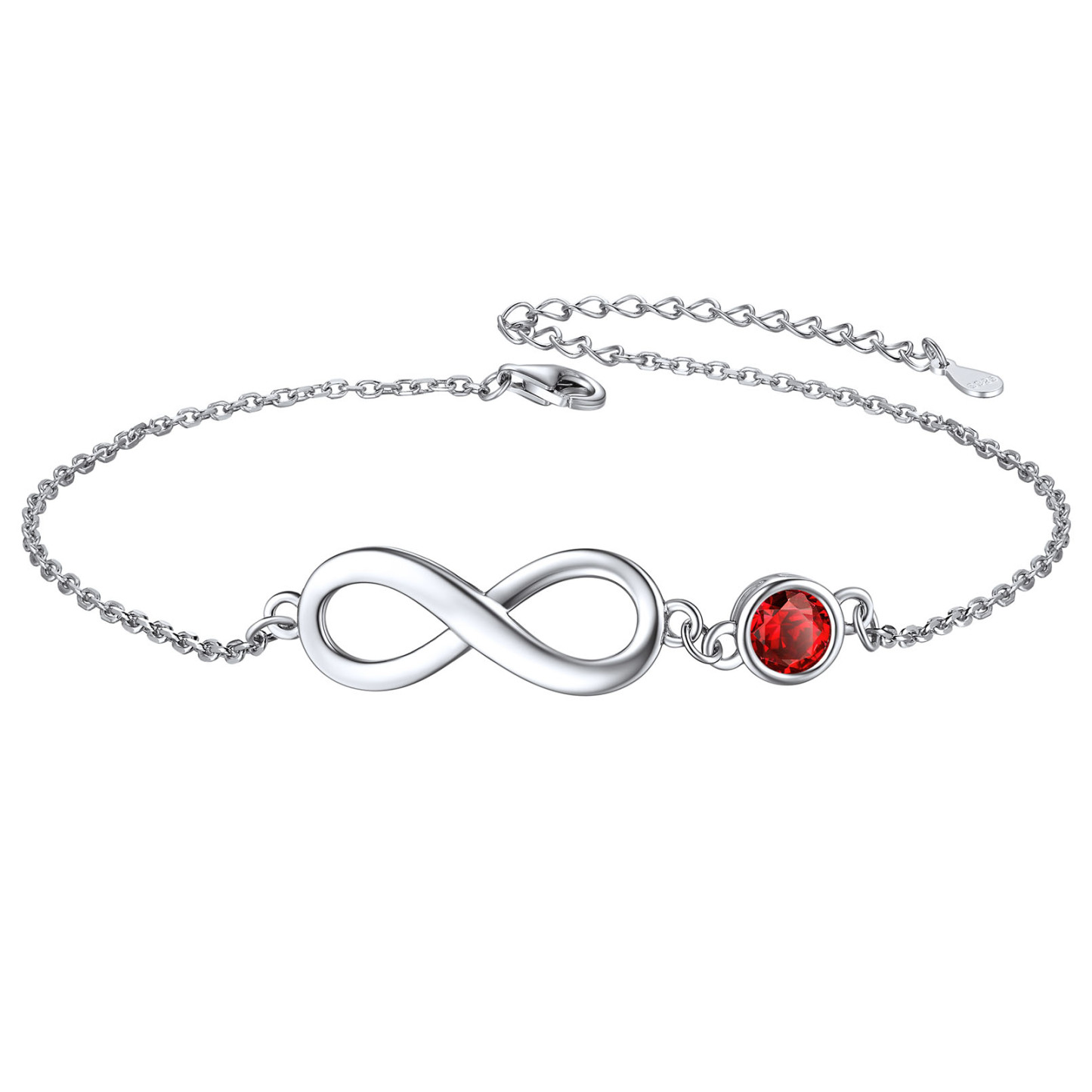 Birthstone Sterling Silver Anklet Jewelry Infinity Ankle Bracelet For Women Jan
