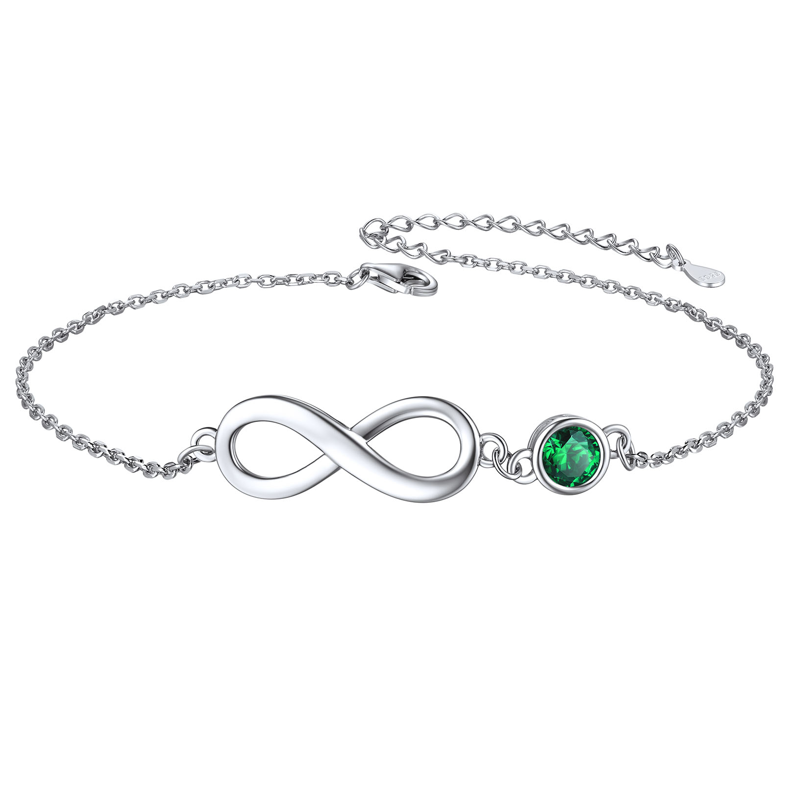 Birthstone Sterling Silver Anklet Jewelry Infinity Ankle Bracelet For Women May