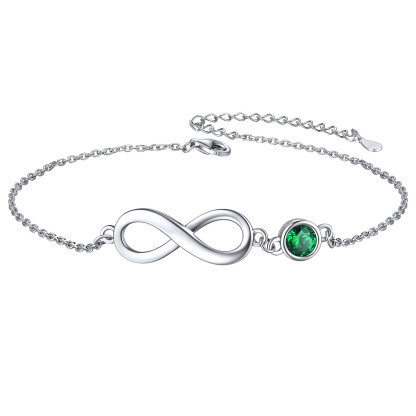 Birthstone Sterling Silver Anklet Jewelry Infinity Ankle Bracelet For Women May