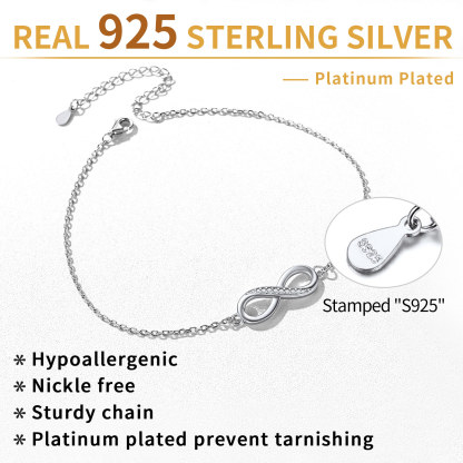 Infinity Adjustable Dainty Summer Beach Anklets for Women 925 silver