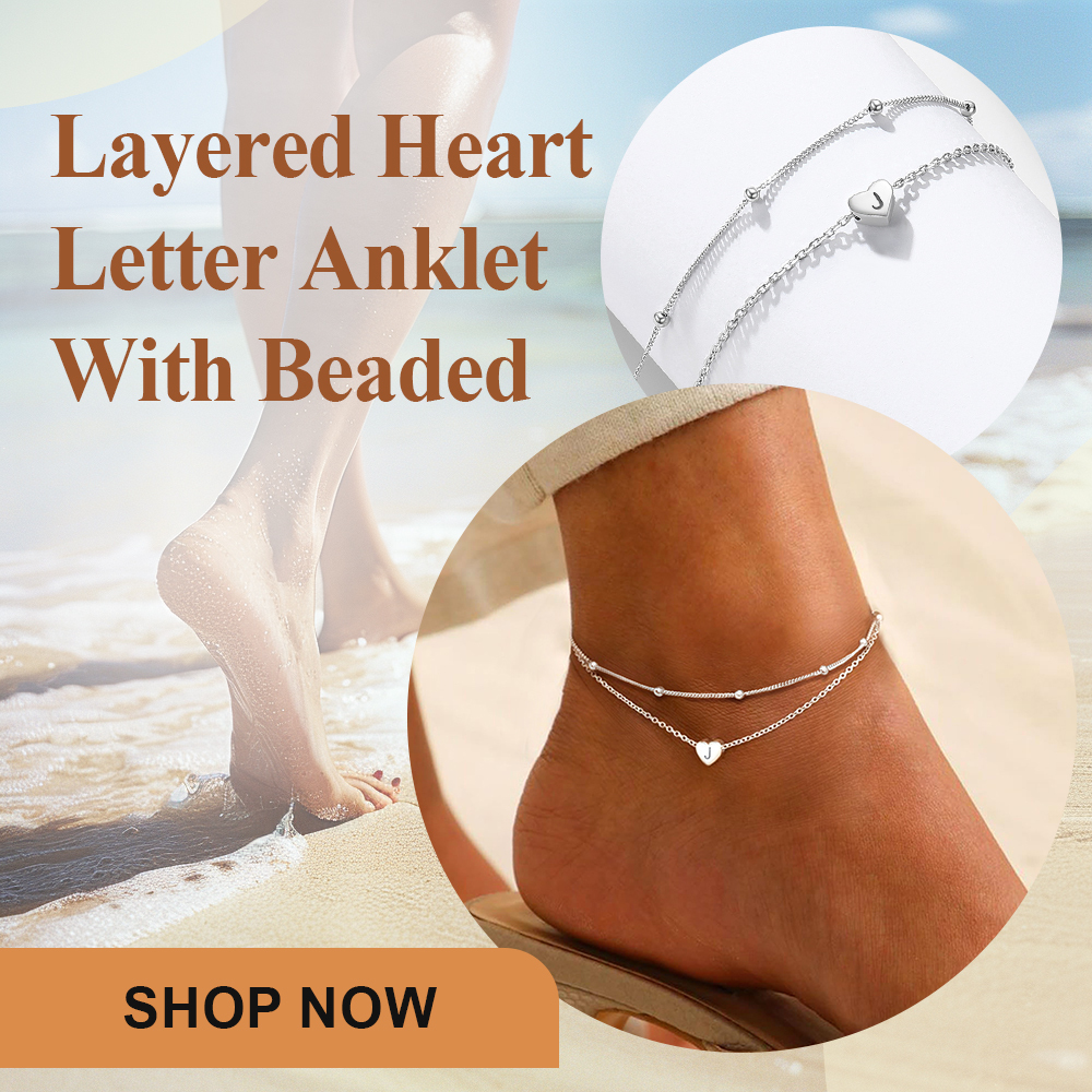 Personalized Heart 26 Initial Anklet in 925 Sterling Silver
