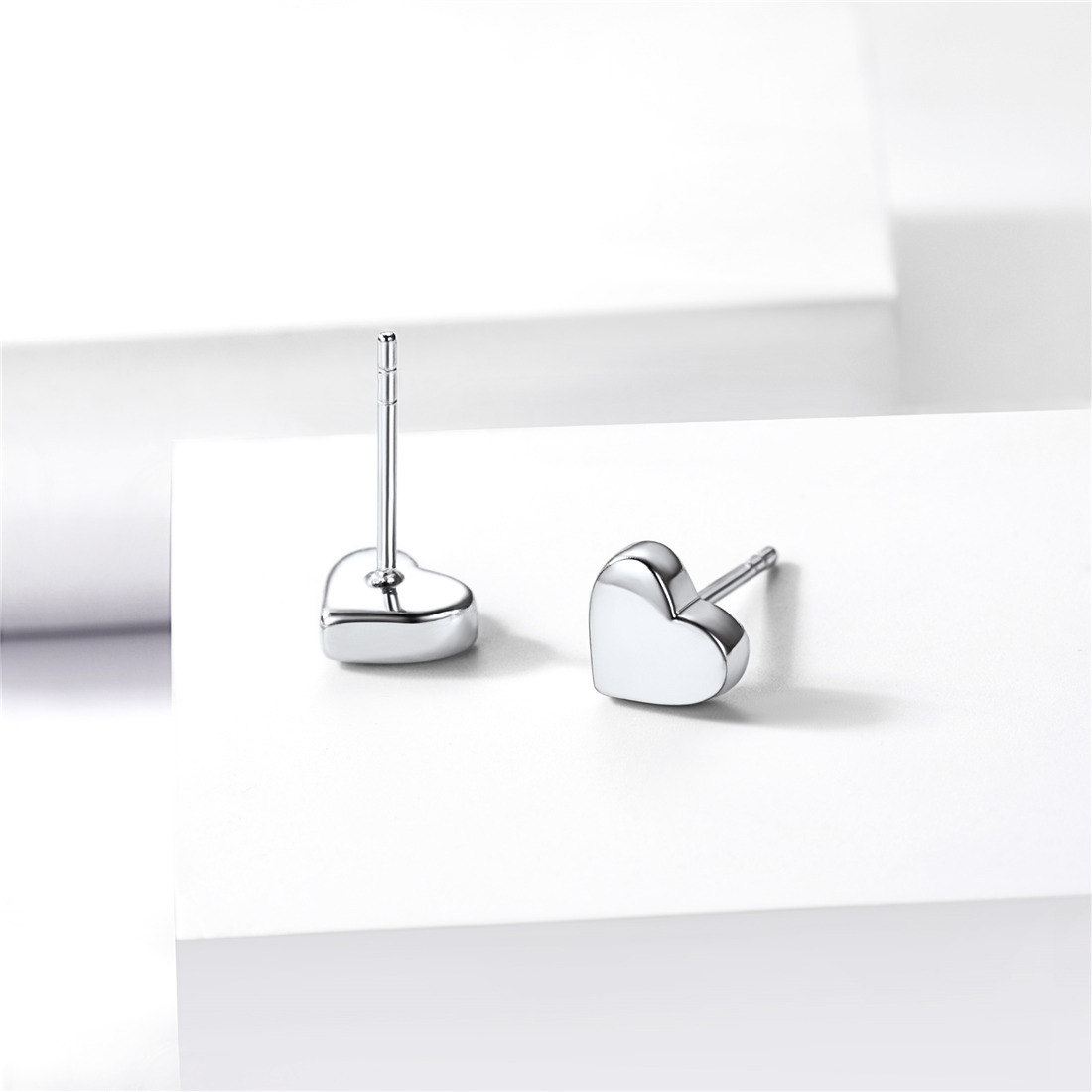 925 Sterling Silver Love Heart Stud Earrings for Women