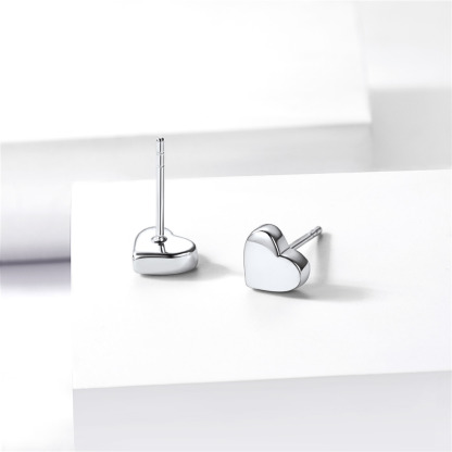 925 Sterling Silver Love Heart Stud Earrings for Women