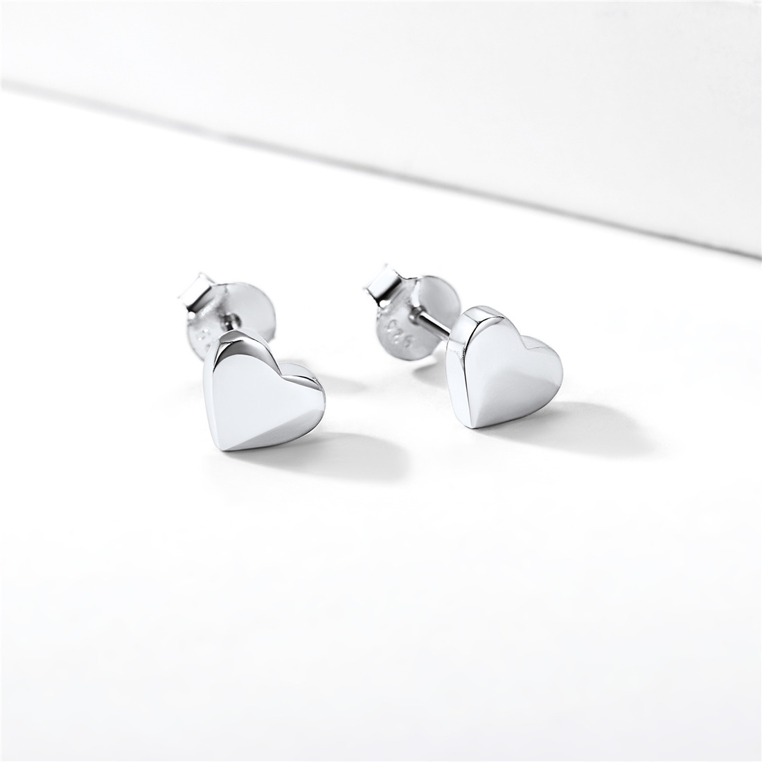 925 Sterling Silver Love Heart Stud Earrings for Women