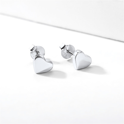 925 Sterling Silver Love Heart Stud Earrings for Women