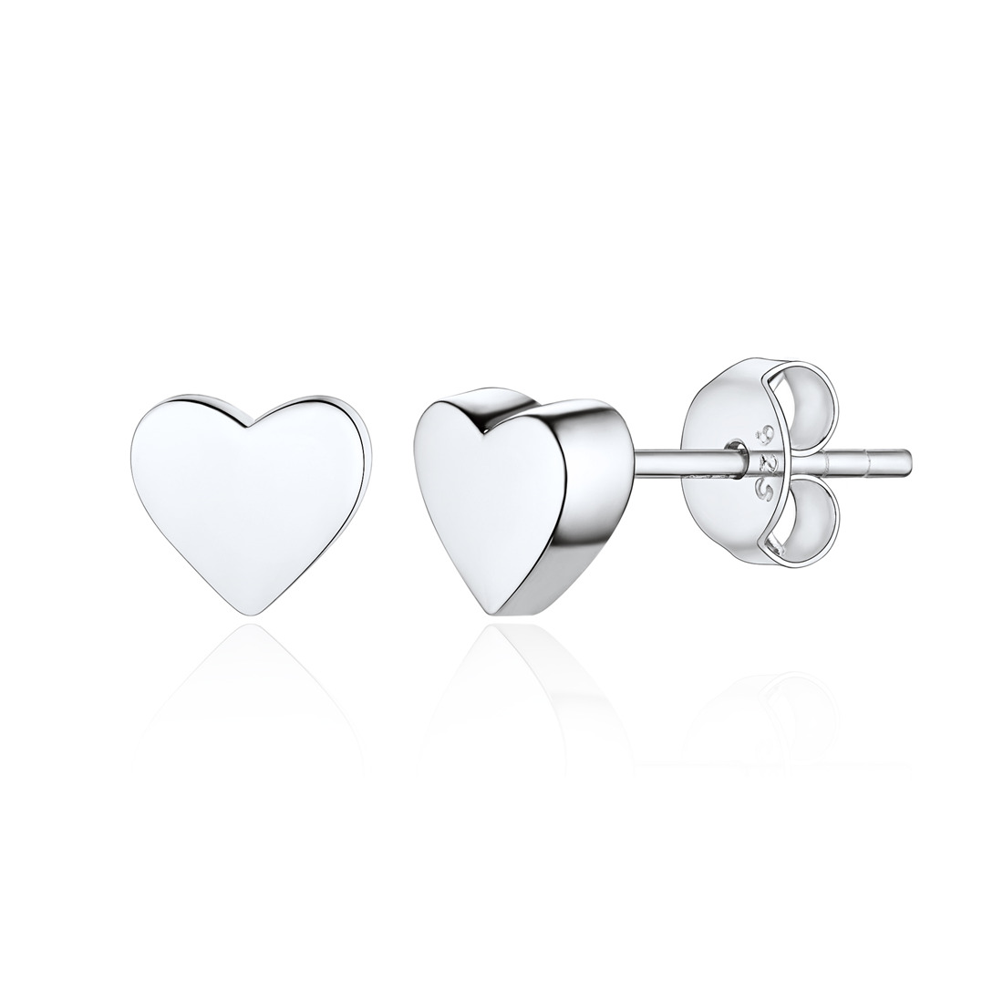 925 Sterling Silver Love Heart Stud Earrings for Women