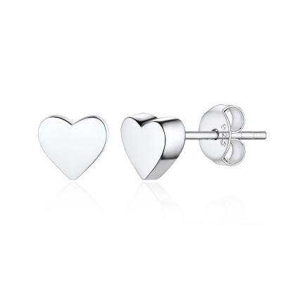 925 Sterling Silver Love Heart Stud Earrings for Women