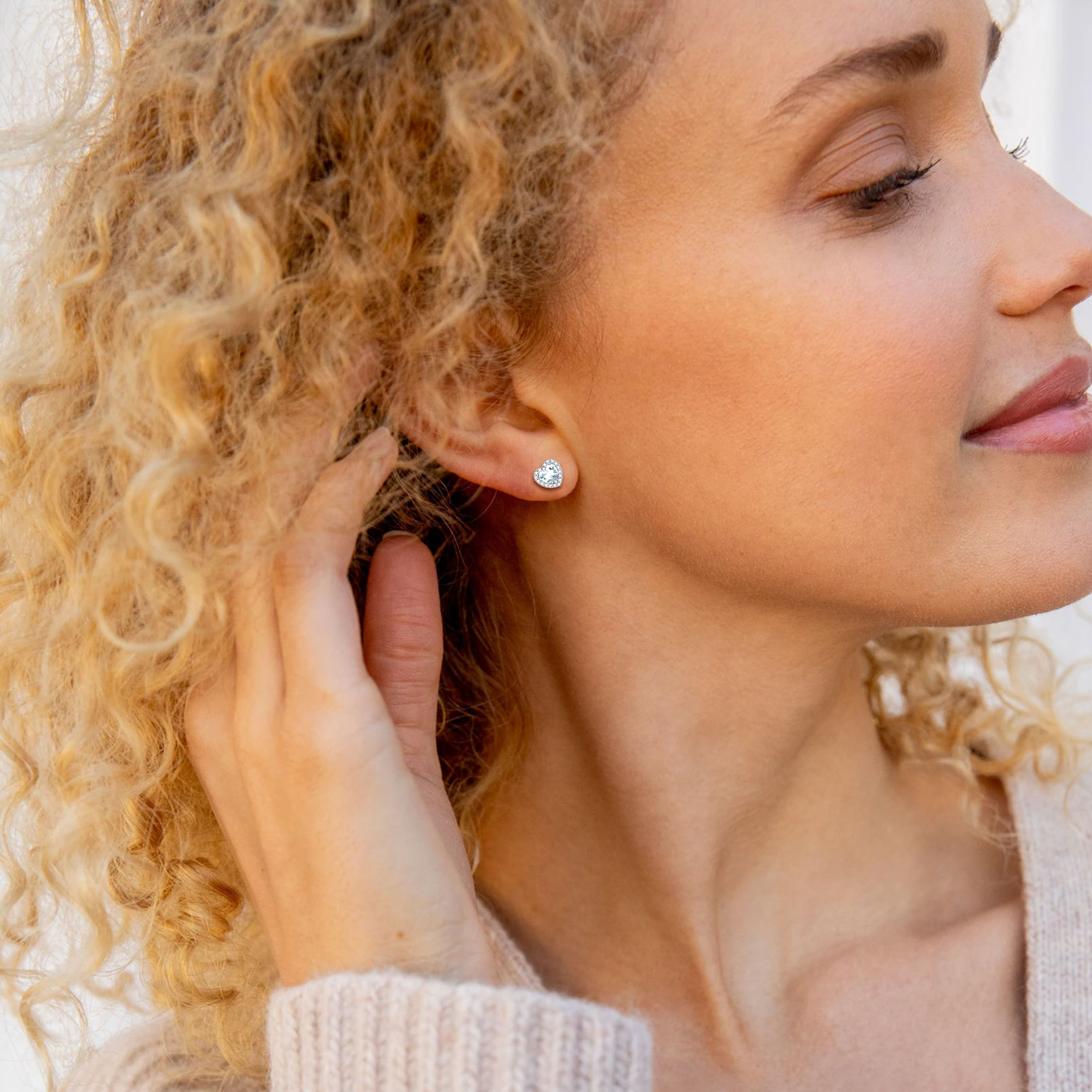 925 Sterling Silver Birthstone Heart Cut Stud Earrings for Women