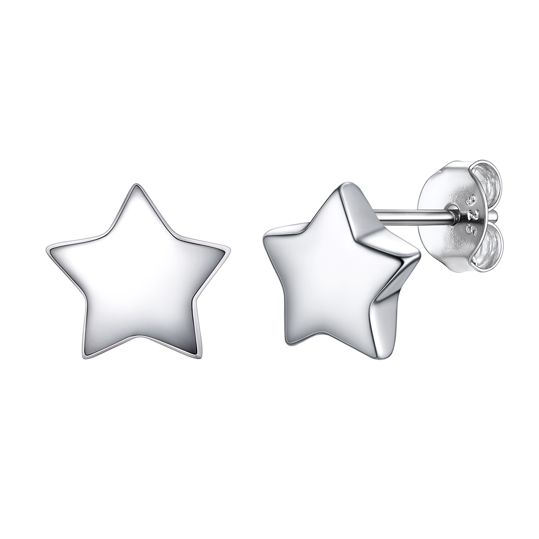 Engraved Star Personalized 925 Sterling Silver Stud Earrings for Women