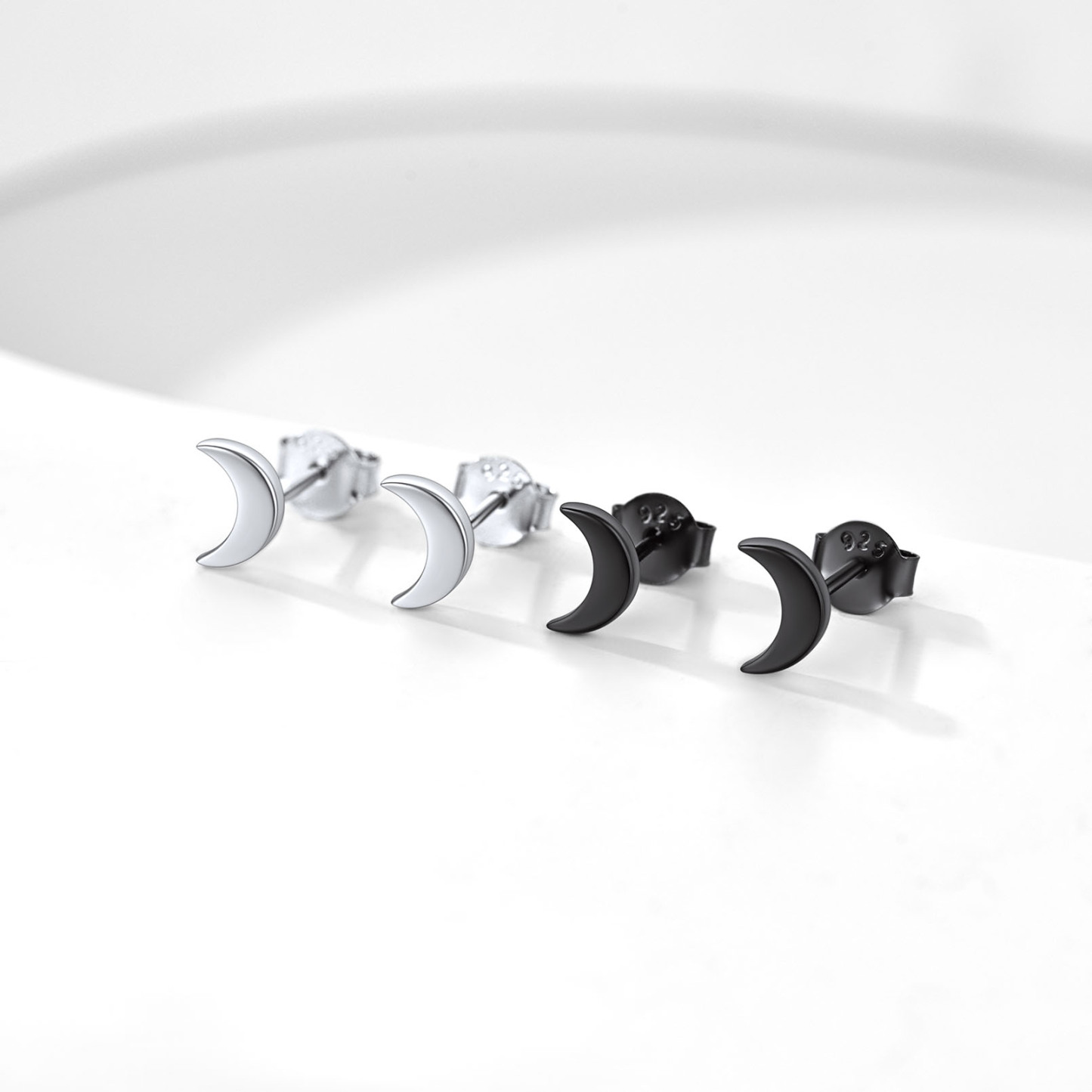 Sterling Silver Hypoallergenic  Moon Stud Earrings For Women collection