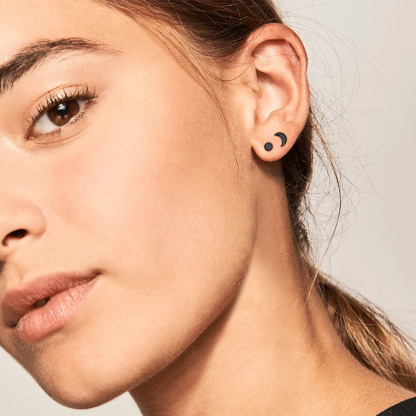 Sterling Silver Hypoallergenic  Moon Stud Earrings model