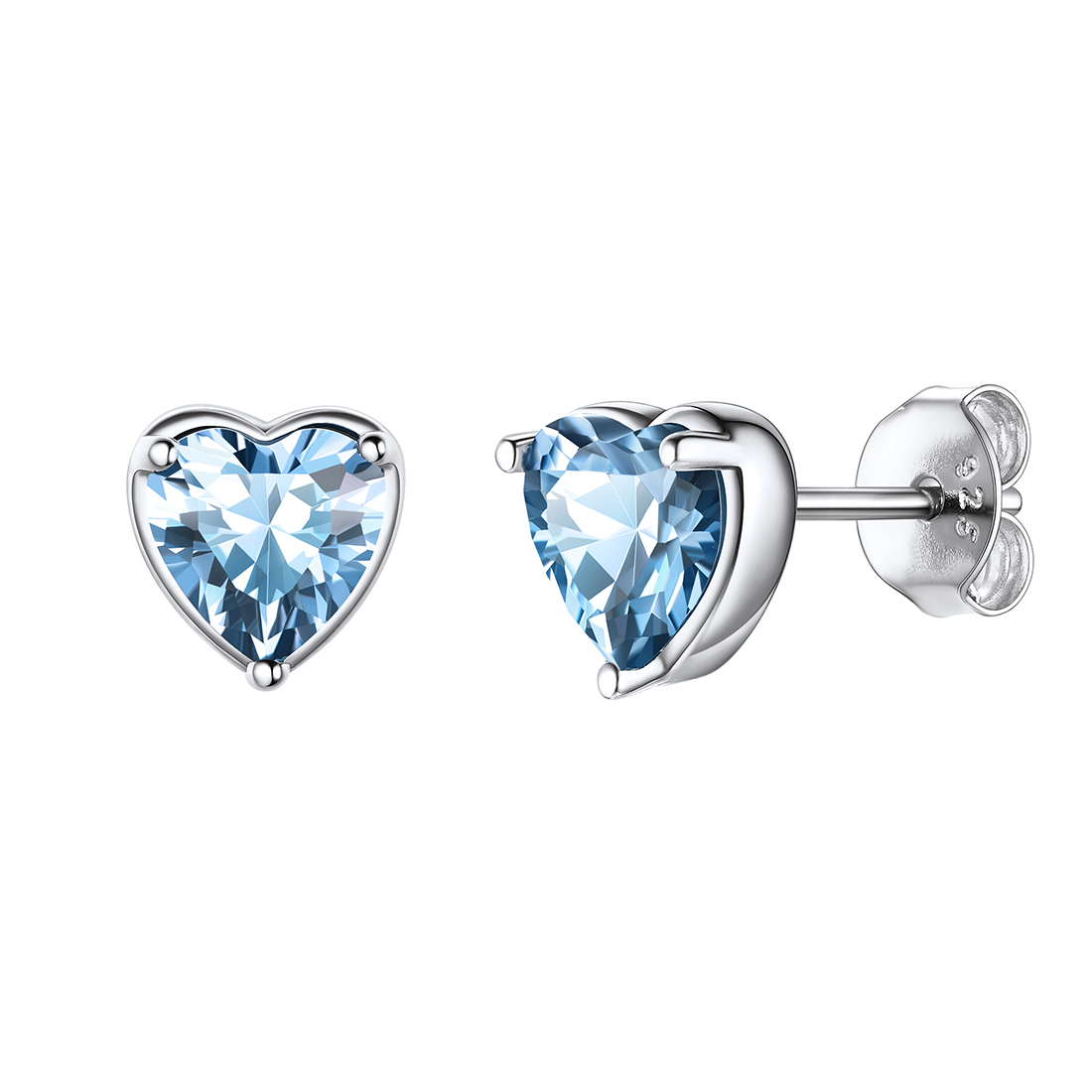 925 Sterling Silver Birthstone Love Heart Earrings for Women