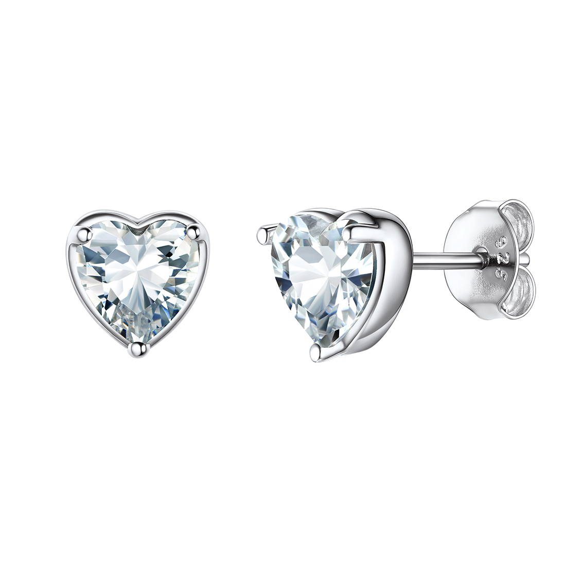 925 Sterling Silver Birthstone Love Heart Earrings for Women