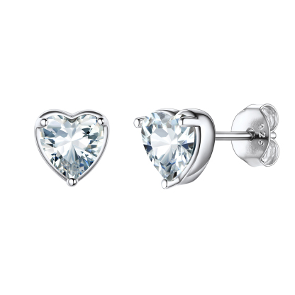925 Sterling Silver Birthstone Love Heart Earrings for Women