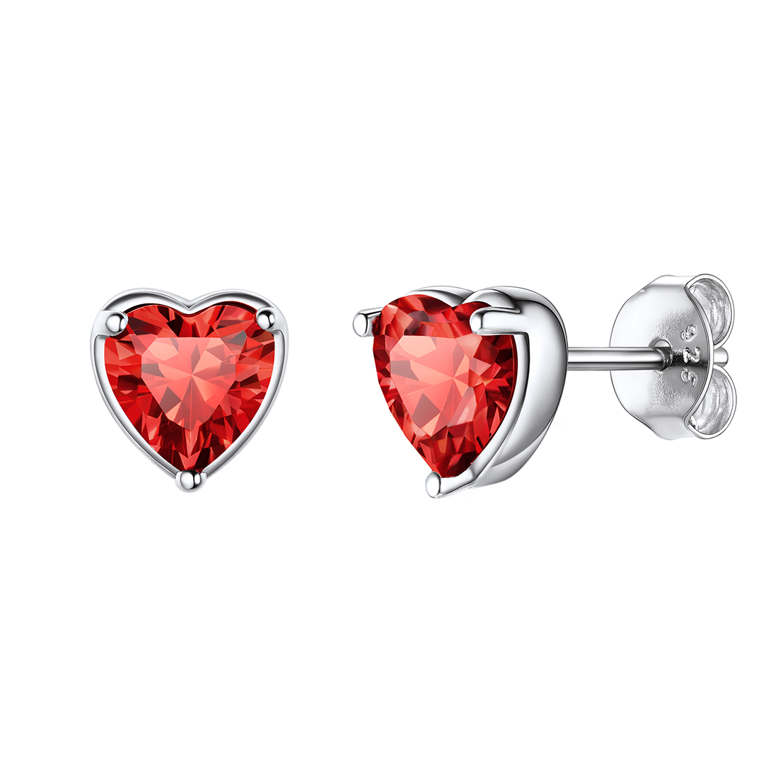 925 Sterling Silver Birthstone Love Heart Earrings for Women