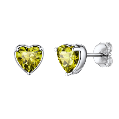 925 Sterling Silver Birthstone Love Heart Earrings for Women