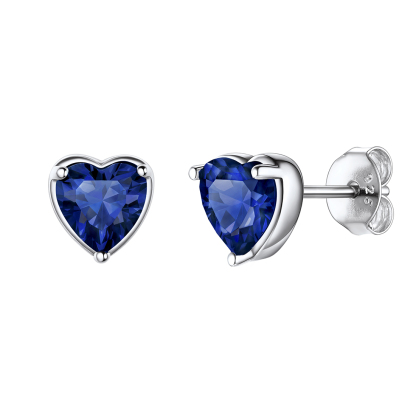 925 Sterling Silver Birthstone Love Heart Earrings for Women