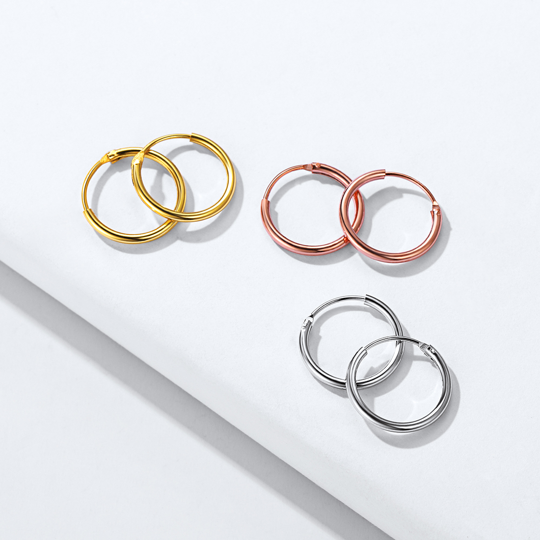 Sterling Silver Circle Huggie Round Hoops Earrings for Women collection