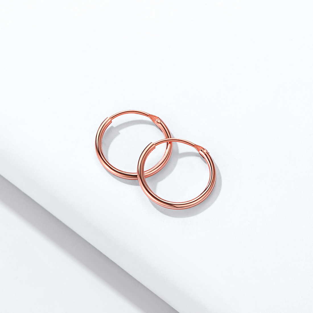Sterling Silver Circle Huggie Round Hoops Earrings for Women rose gold occasion