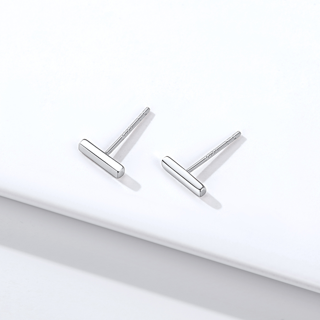 925 Sterling Silver Dainty Simple Bar Stud Earrings For Women DETAIL